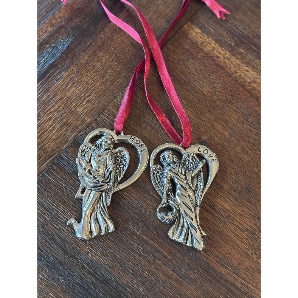 Gorham Faith and Hope silver plated ornaments